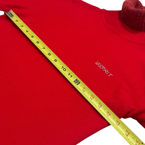 Vintage Y2K Esprit Red Turtleneck 100% Cashmere Cozy Sweater Ski Snow Size S/M - Picture 6 of 7
